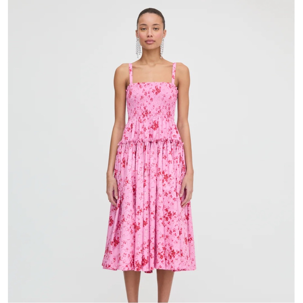 The Seraphina Midi Nap Dress in Pink Sweet Peas